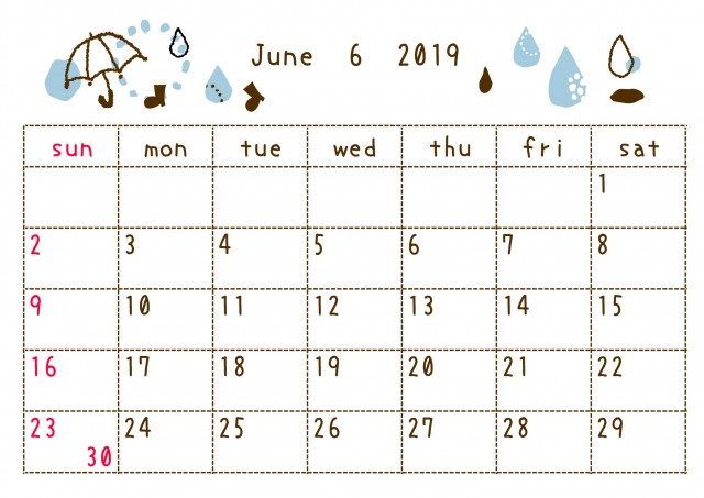 2019年6月カレンダー 落書き 無料イラスト素材 素材ラボ