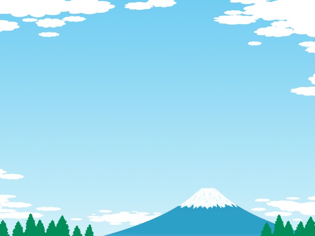 空と富士山の壁紙フレーム風景の背景素材イラスト 無料イラスト素材