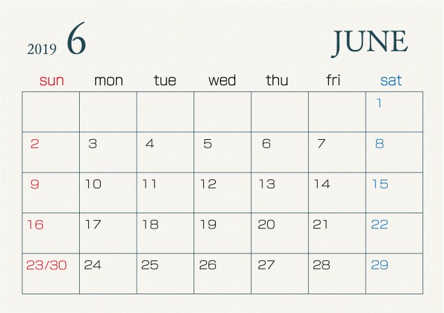 19年6月カレンダー 無料イラスト素材 素材ラボ