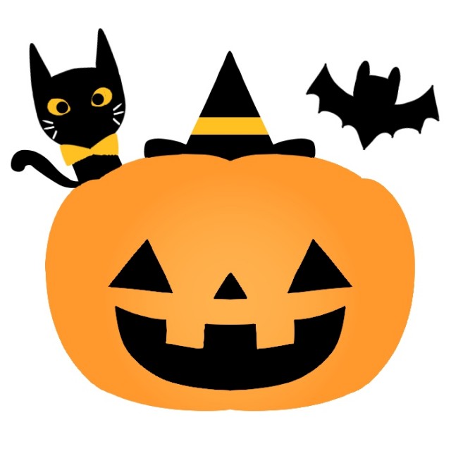 ハロウィンのパンプキンと黒猫のイラスト 無料イラスト素材 素材ラボ