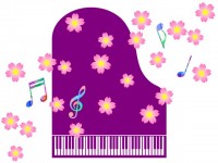 ピアノと桜と音符…