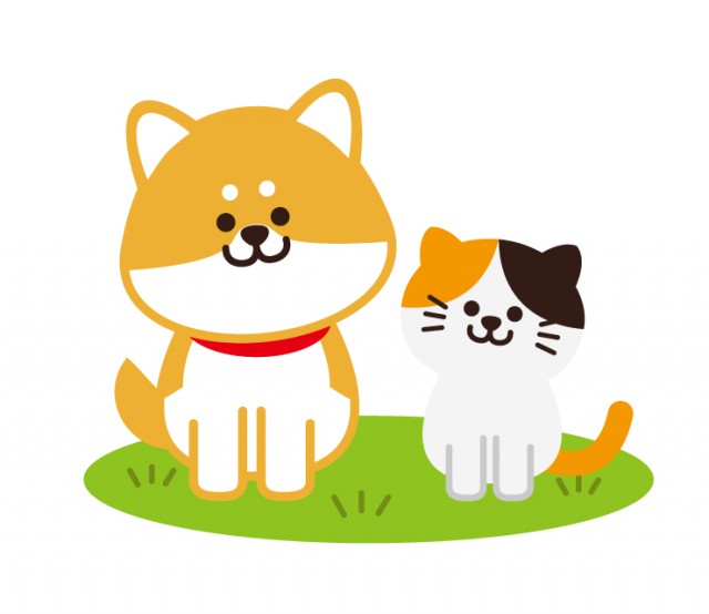 柴犬と三毛猫のイラスト 無料イラスト素材 素材ラボ