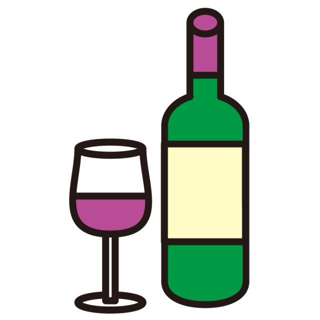 ワインボトルとワイングラス 無料イラスト素材 素材ラボ