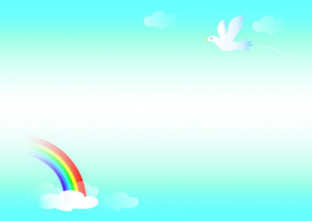 メッセージカード白い鳥と虹 無料イラスト素材 素材ラボ
