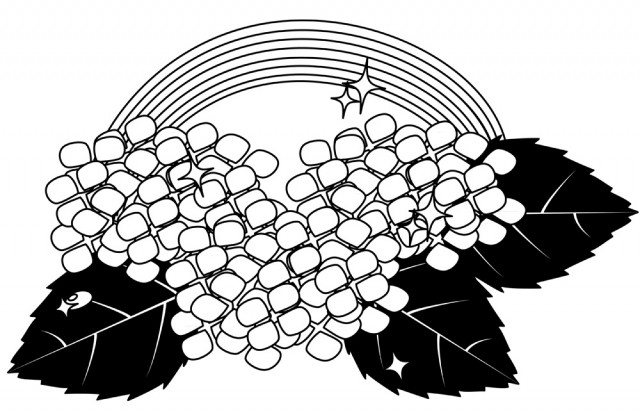 アジサイと虹白黒 無料イラスト素材 素材ラボ