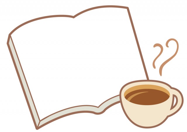 本とコーヒーのフレーム 無料イラスト素材 素材ラボ