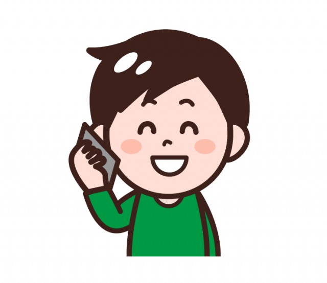 スマホで電話する男性 無料イラスト素材 素材ラボ