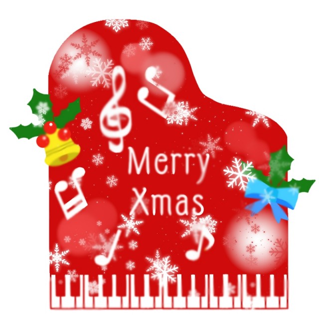 グランドピアノクリスマスロゴのイラスト 無料イラスト素材 素材ラボ