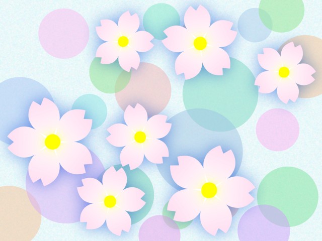 桜の花と水玉模様の壁紙カラフルな背景素材 無料イラスト素材 素材ラボ