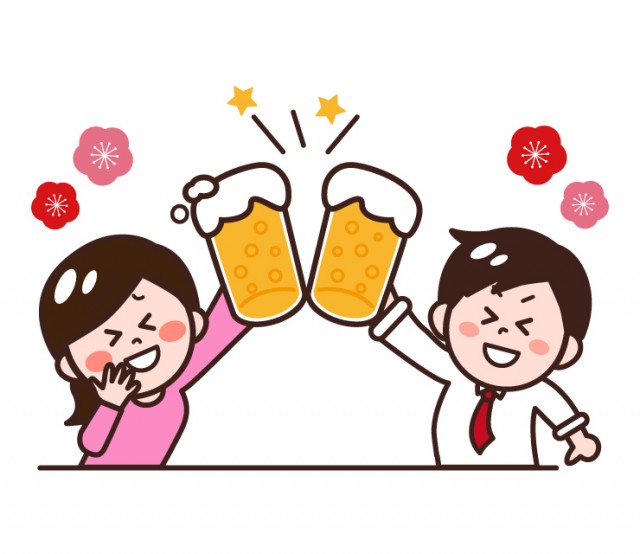 新年会で乾杯する会社員のイラスト 無料イラスト素材 素材ラボ