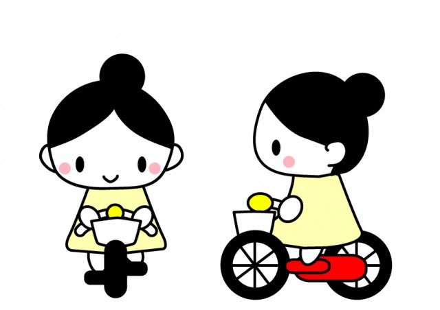自転車に乗っている女の子のイラスト 無料イラスト素材 素材ラボ