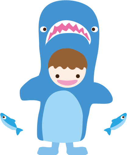 サメの着ぐるみの子供 無料イラスト素材 素材ラボ