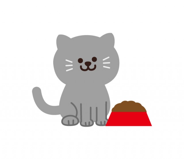 猫と餌のイラスト 無料イラスト素材 素材ラボ