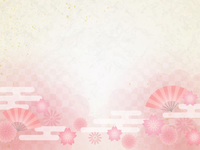 桜と雲と扇子 無料イラスト素材 素材ラボ