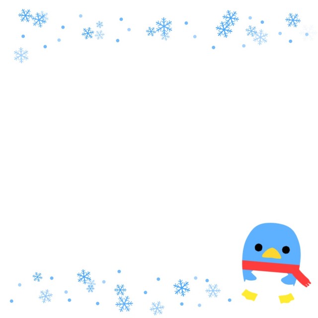 ペンギンと雪の結晶フレームのイラスト 無料イラスト素材 素材ラボ