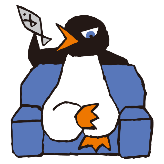 ペンギンのキャラクター 座る 魚 無料イラスト素材 素材ラボ