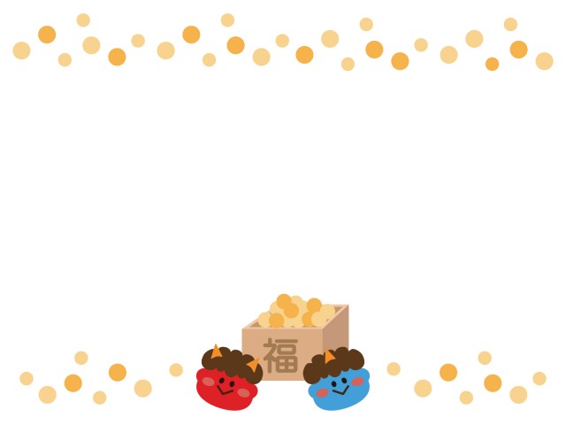 鬼と金棒の豆のフレーム かわいい系 無料イラスト素材 素材ラボ