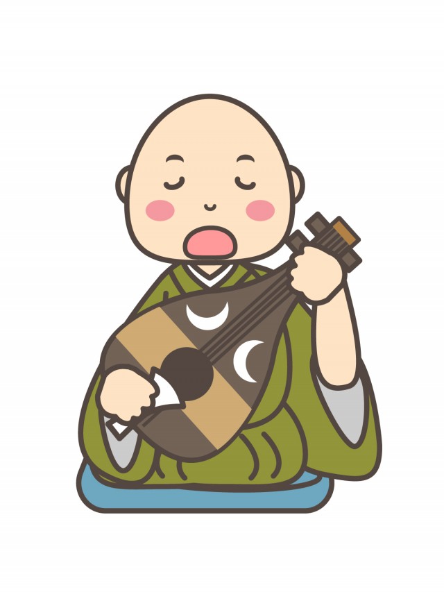 音楽 琵琶を演奏する琵琶法師 無料イラスト素材 素材ラボ