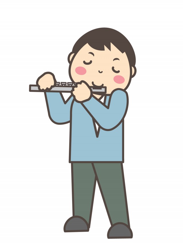 音楽 フルートを演奏する男性 無料イラスト素材 素材ラボ