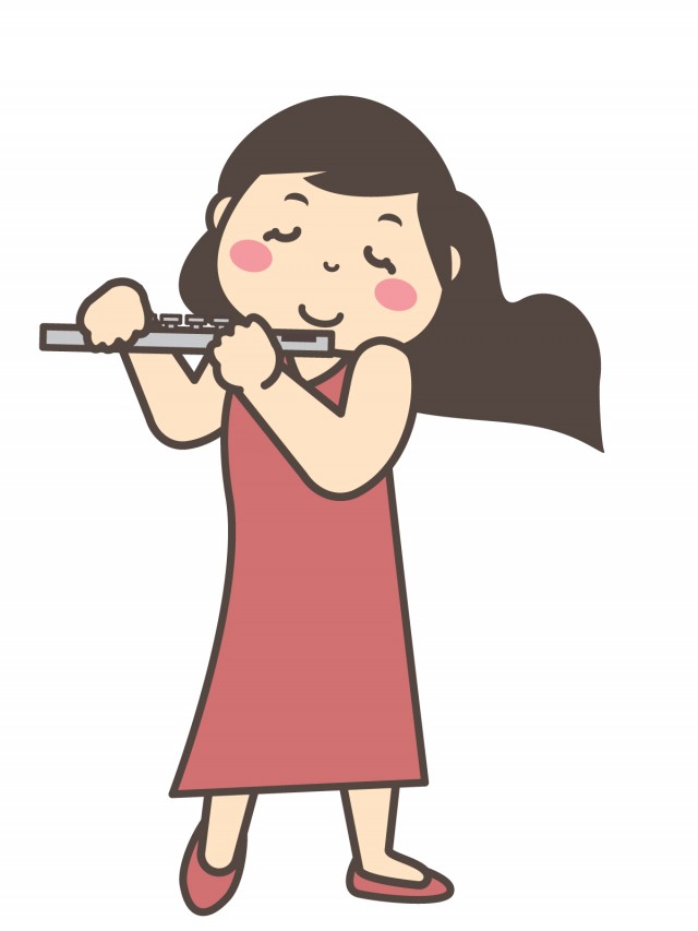音楽 フルートを演奏する女性 無料イラスト素材 素材ラボ