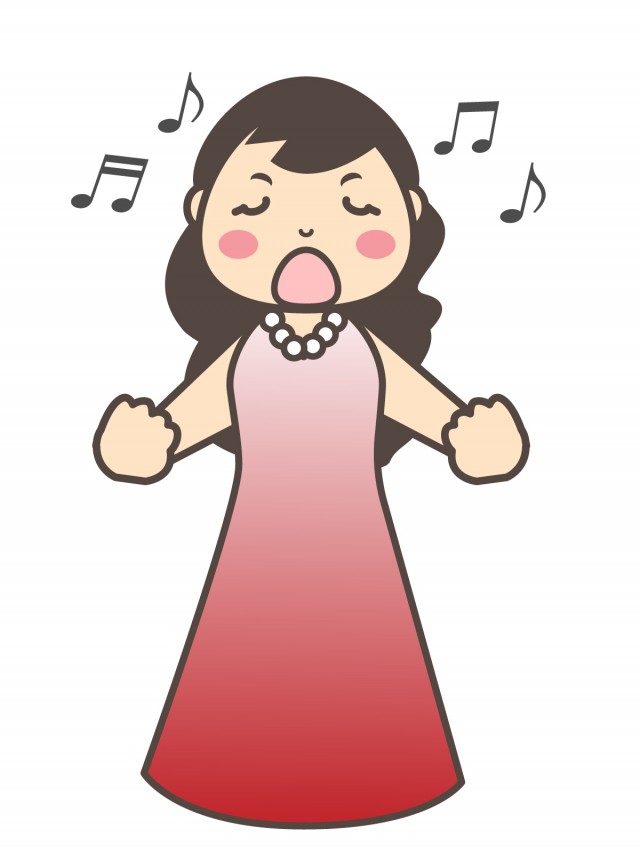 音楽 歌をうたう女性のオペラ歌手 無料イラスト素材 素材ラボ