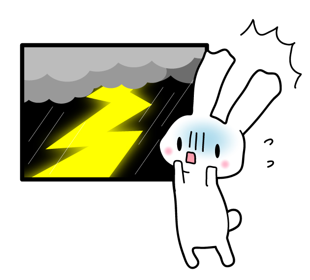 雷に驚くうさぎさん 無料イラスト素材 素材ラボ