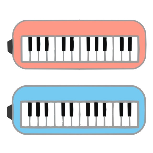 ピンクと青色のピアニカ楽器イラスト 無料イラスト素材 素材ラボ