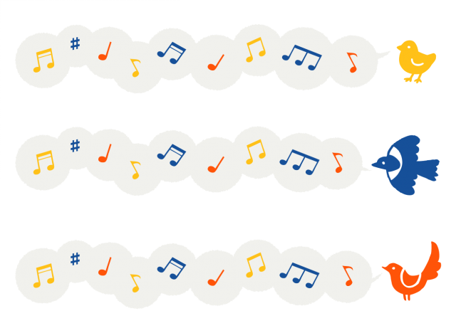 鳥の歌声のライン素材セット ヨコ 無料イラスト素材 素材ラボ