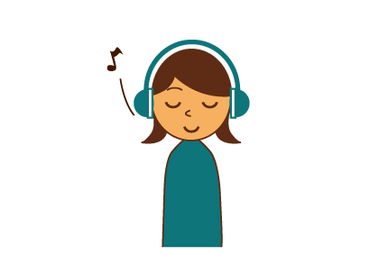 ヘッドホンで音楽を聴く女性 無料イラスト素材 素材ラボ