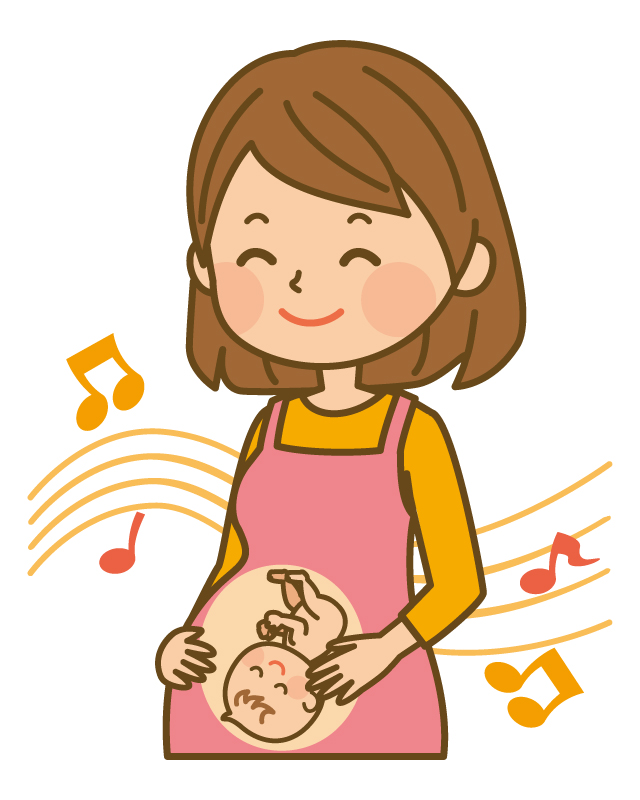 胎教で音楽を聞かせる妊婦さん 無料イラスト素材 素材ラボ