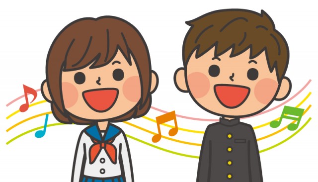 歌う男子生徒と女子生徒 無料イラスト素材 素材ラボ