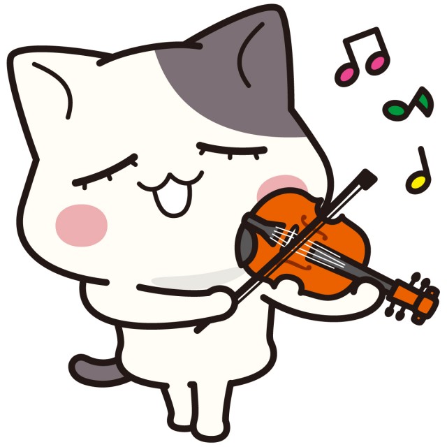 バイオリンを上手に奏でるにゃんこ ぶち猫 にゃんこ 無料イラスト素材 素材ラボ