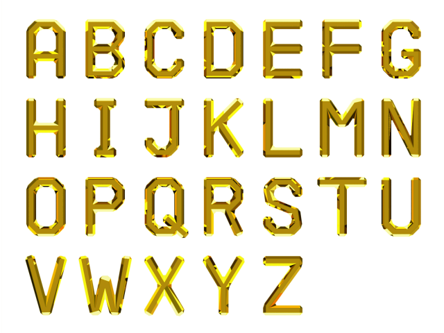 黄金のアルファベット大文字セット 無料イラスト素材 素材ラボ