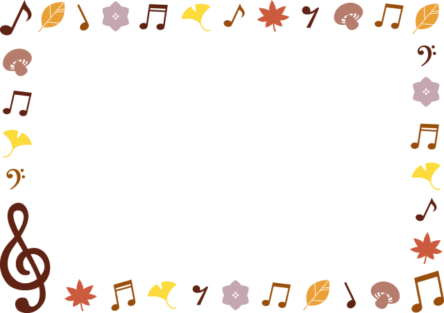秋の音楽のフレーム素材 ヨコ 無料イラスト素材 素材ラボ