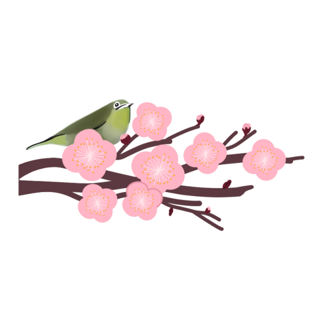 梅の花とうぐいすのイラスト 無料イラスト素材 素材ラボ