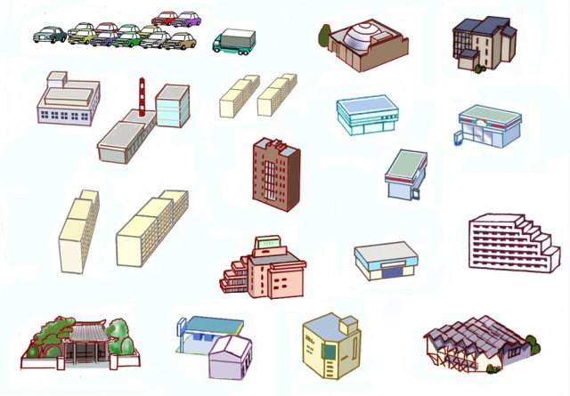 イラストマップ用の小さい建物 カラーカンプ 無料イラスト素材 素材ラボ