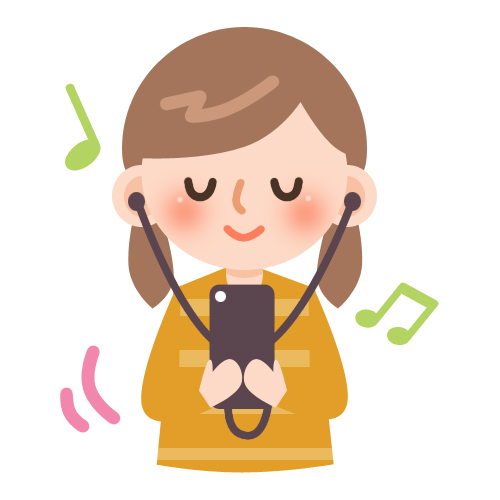 音楽 スマホで曲を聴く女の子 | 無料イラスト素材｜素材ラボ