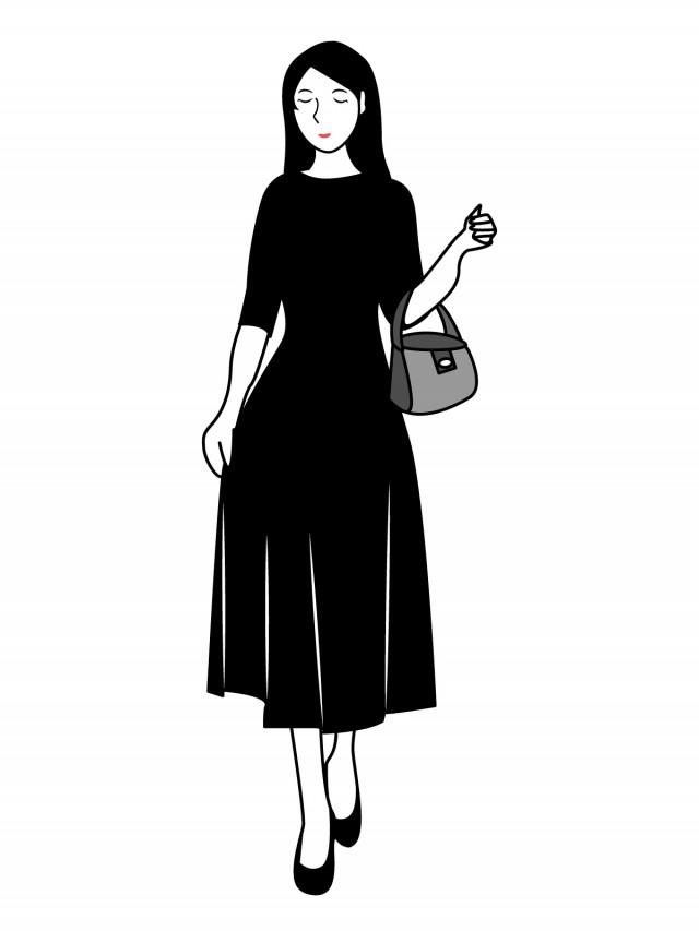 黒いワンピースを着た女性 無料イラスト素材 素材ラボ