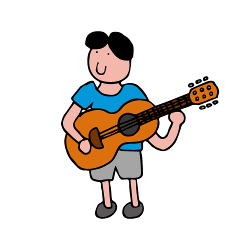 ギターと少年 無料イラスト素材 素材ラボ