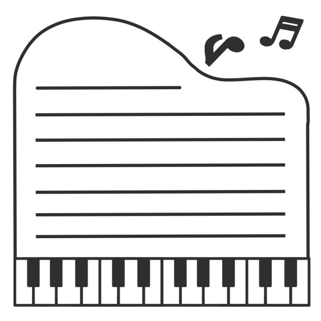 ピアノの白黒メモ音楽イラスト | 無料イラスト素材｜素材ラボ
