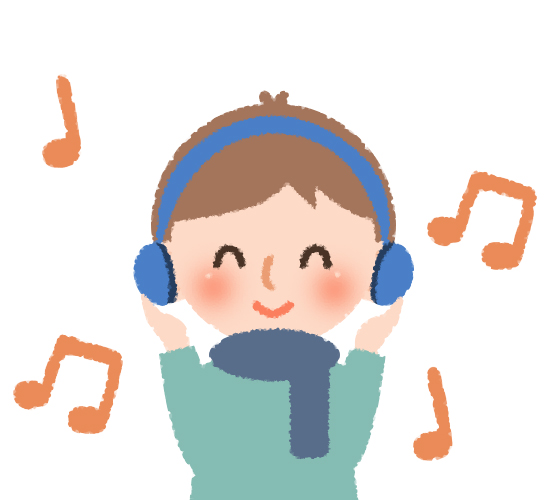 音楽 曲を楽しそうに聴く男の子 無料イラスト素材 素材ラボ