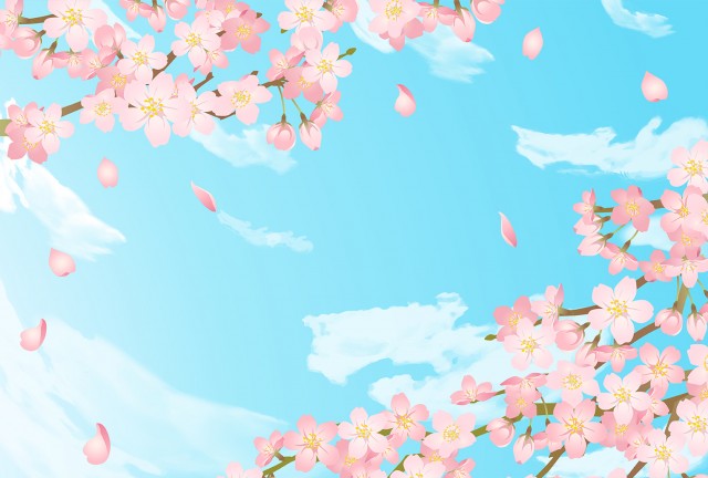 春のかわいい桜フレーム枠イラスト02