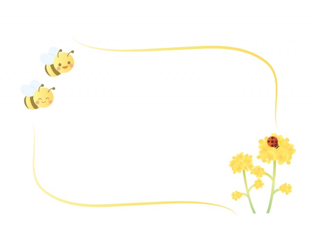 ミツバチと菜の花のフレーム1 無料イラスト素材 素材ラボ
