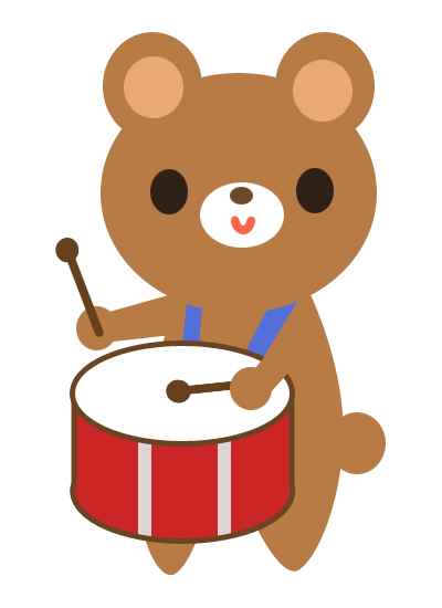 音楽 小太鼓を叩くクマのイラスト 無料イラスト素材 素材ラボ