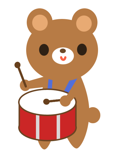 音楽 小太鼓を叩くクマのイラスト 無料イラスト素材 素材ラボ