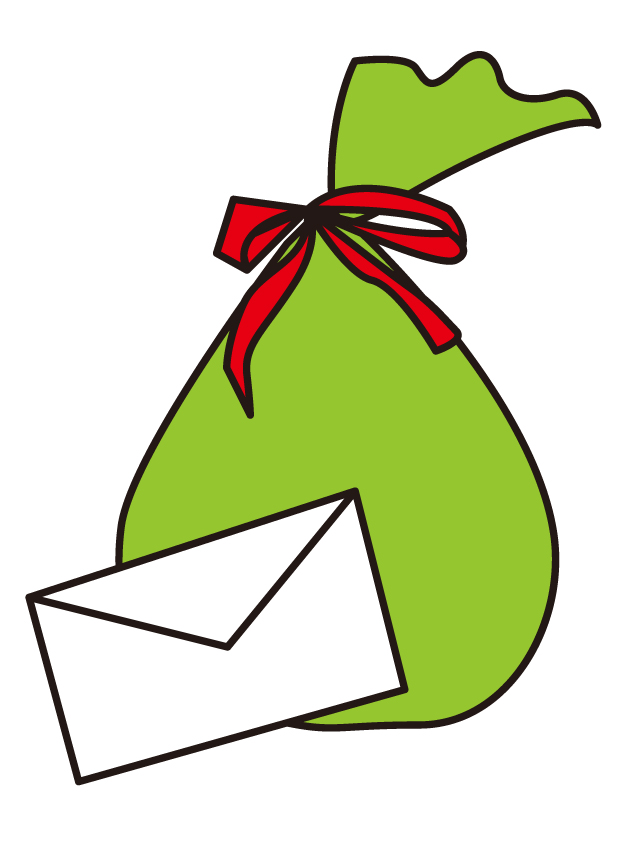 プレゼントと手紙緑 無料イラスト素材 素材ラボ