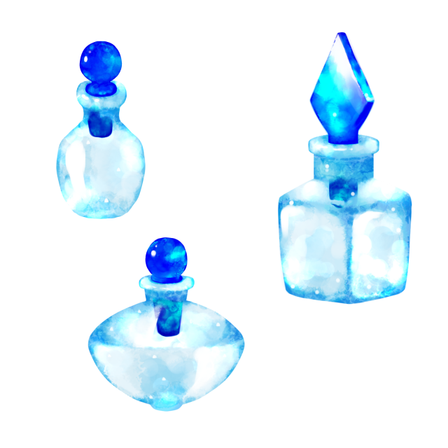 水彩小瓶セット 青 無料イラスト素材 素材ラボ