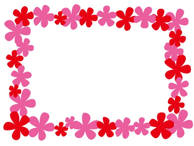 フレーム花 赤とピンク 無料イラスト素材 素材ラボ