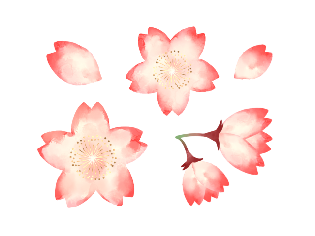 桜の花の水彩セット 無料イラスト素材 素材ラボ