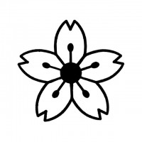 白黒の桜の花のイ…